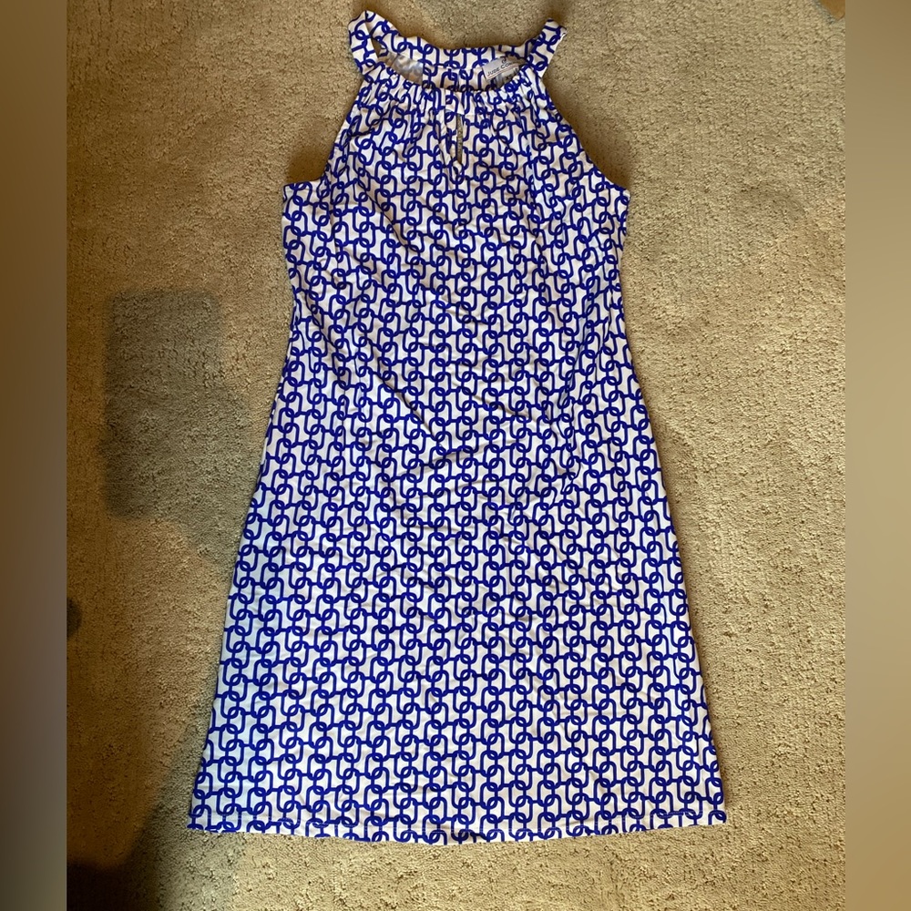 Jude Connally Blue and White Chain Link Dress. Size XS